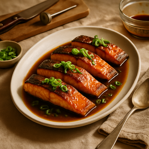 Salmón glaseado al estilo teriyaki