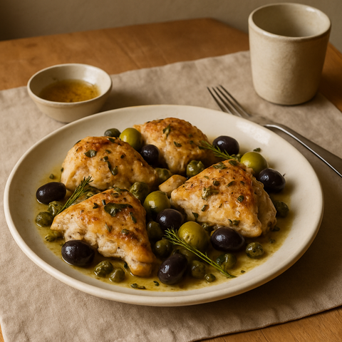 Ofenhähnchen mit Oliven und Kapern
