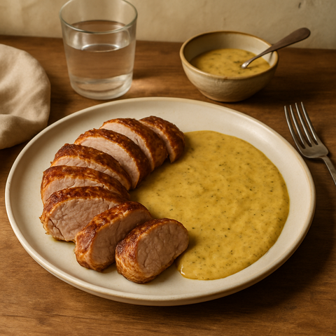 Grilled Pork Tenderloin with Mustard Sauce