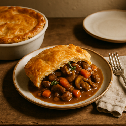 Rindfleisch-Pilz-Pie