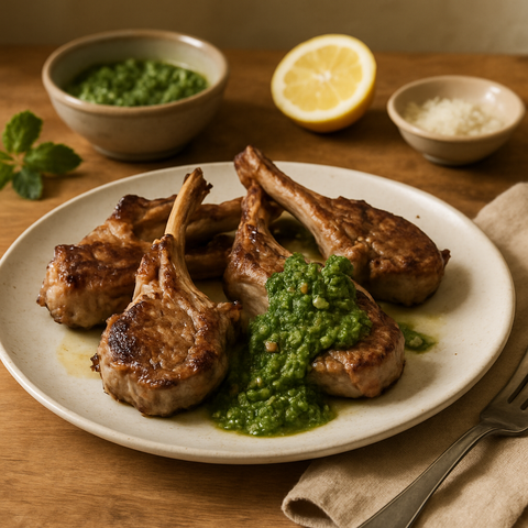 Grilled Lamb with Mint Pesto