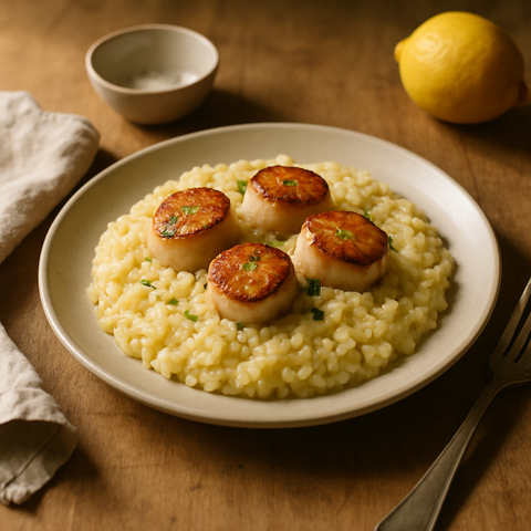 Limonlu Risotto ile Mühürlenmiş Deniz Tarağı
