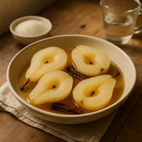 Poached Pears in Spiced Syrup