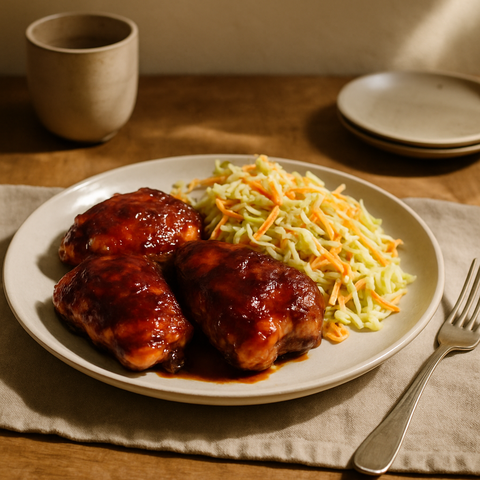 BBQ Chicken Thighs with Coleslaw