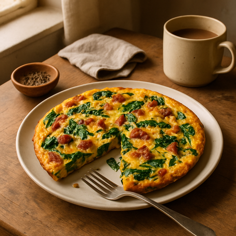 Frittata de tocino y espinacas