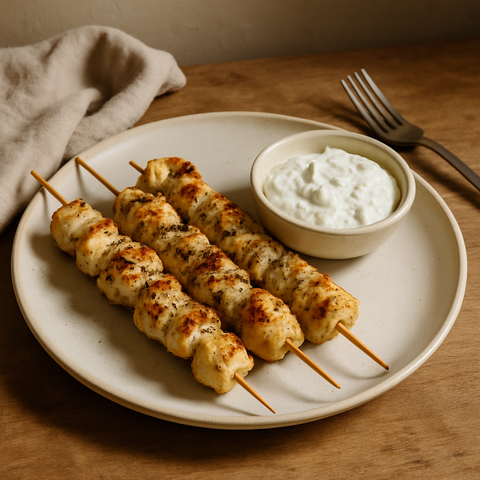 Greek Chicken Skewers with Tzatziki