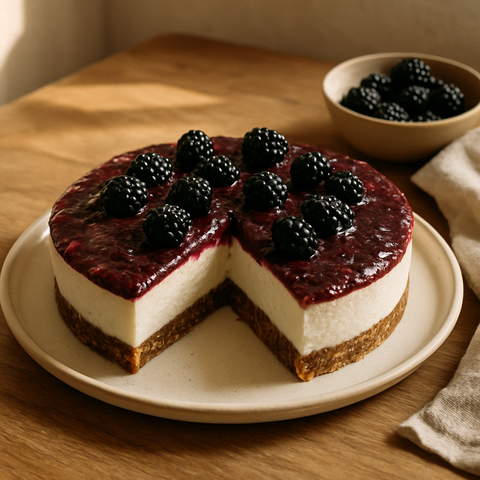 Pişmeyen Ballı ve Böğürtlenli Cheesecake