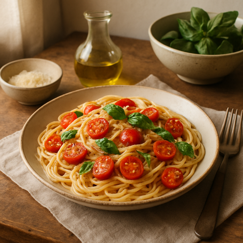 Pasta with Cherry Tomatoes and Basil