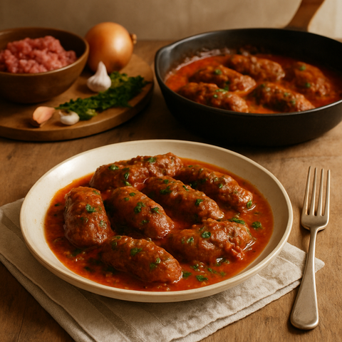 Soutzoukakia in Tomatensauce