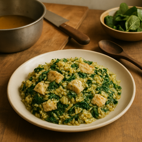 Spanakorizo With Chicken
