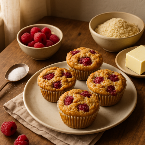 Raspberry Almond Meal Muffins