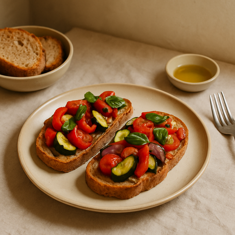 Toast mit geröstetem Gemüse