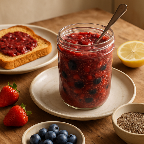 Chiasamen-Konfitüre mit gemischten Beeren