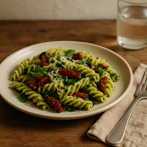 Pasta with Pesto and Sun-Dried Tomatoes