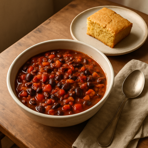Mısır Ekmeği ile Vejetaryen Chili