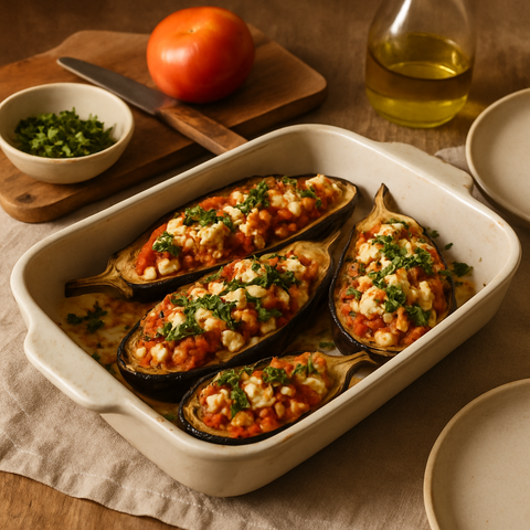 Baked Aubergines With Feta