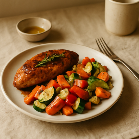 Balsamico-Hähnchen mit Ofengemüse