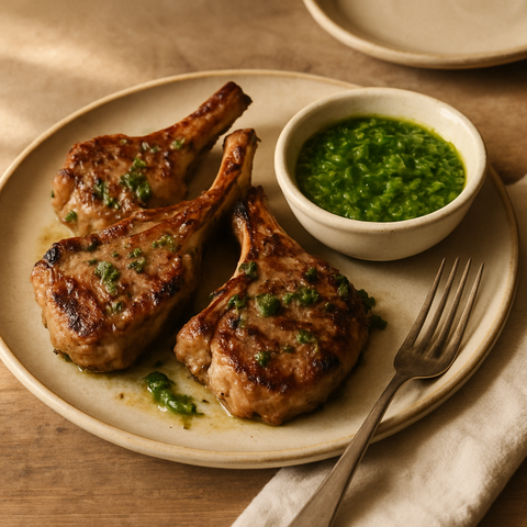 Grilled Lamb Chops with Mint Sauce
