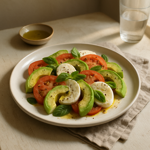 Avokadolu Caprese Salatası
