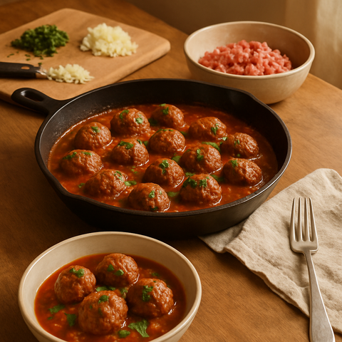 Moroccan Lamb Meatball Skillet