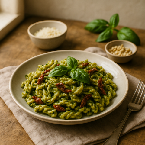 Pesto Pasta with Sun-Dried Tomatoes