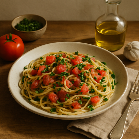 Vegan Otlu Domatesli Makarna