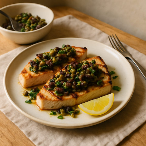 Grilled Swordfish with Olive Tapenade