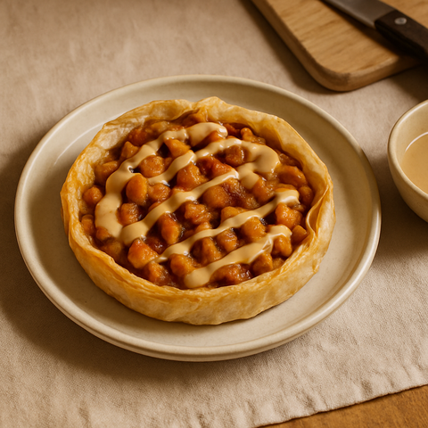 Tarte aux pommes en papier de riz, au tahini et au miel