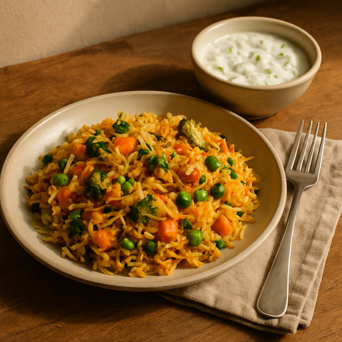 Vegetable Biryani with Raita