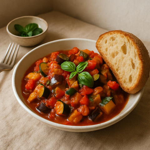 Ratatouille mit knusprigem Brot