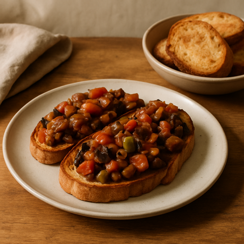 Caponata mit knusprigem Brot