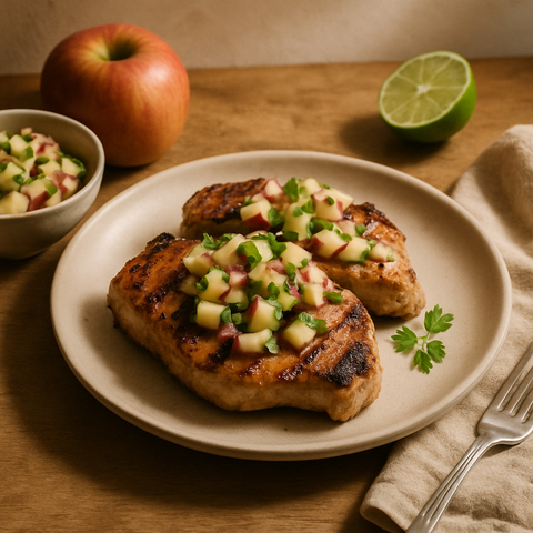 Grilled Pork Chops with Apple Salsa