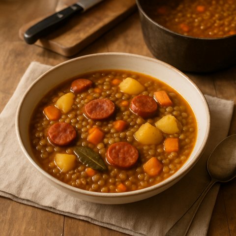 Linseneintopf mit Chorizo