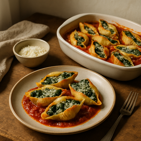 Spinach and Ricotta Stuffed Pasta Shells
