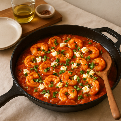Shrimp Saganaki With Feta